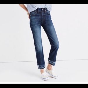 Madewell  Hi-rise Dark Boy Jeans Double Raw Hem